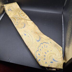 Donald J. Trump Signature Collection Gold Bar Paisley Silk Tie Champagne Blue